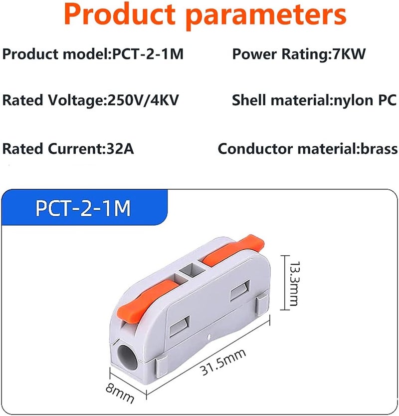 UOHGDPY 36 Pcs Conductor Compact Connectors Lever Wire Nuts, Electrical Connectors Wire Terminals for Any Circuit Inline Splices 28-12 AWG（8 PCS Self Tapping Screw - Image 4